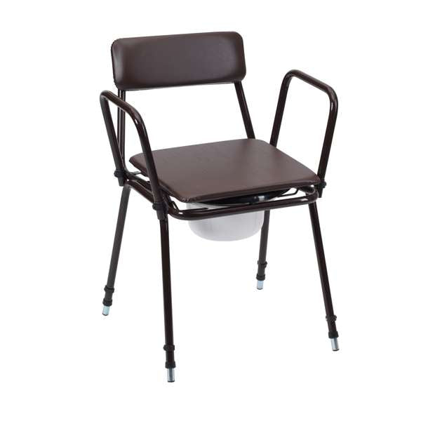 Stacking Commode - Adj. Height, Removable Armrests & 19" Ferrules