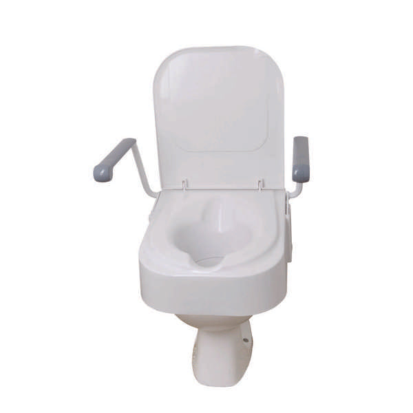Raised Toilet Seat With Arms & Lid