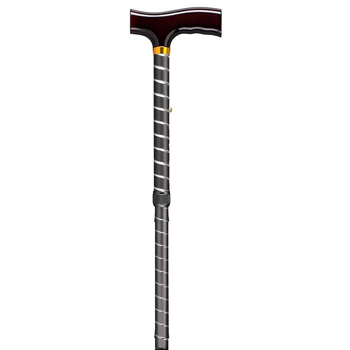 Folding Cane with Strap - Black Twist
