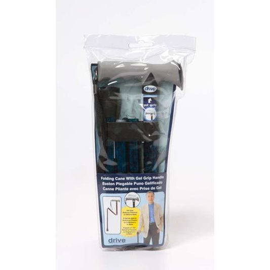 Soft Grip Folding Cane (Blue Crackle Pattern)