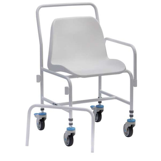 Tilton Mobile Adj. Height Shower Chair with 2 Brakes, Detachable Arms