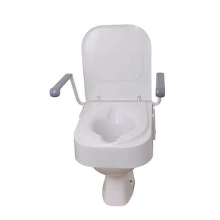 Raised Toilet Seat With Arms & Lid