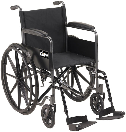 Silver Sport Steel Wheelchair 45cm (18") - Self Propel w/ Half Fold Back