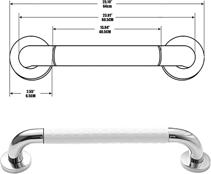 OFFSET 24 INCH GRAB RAIL IN WHITE