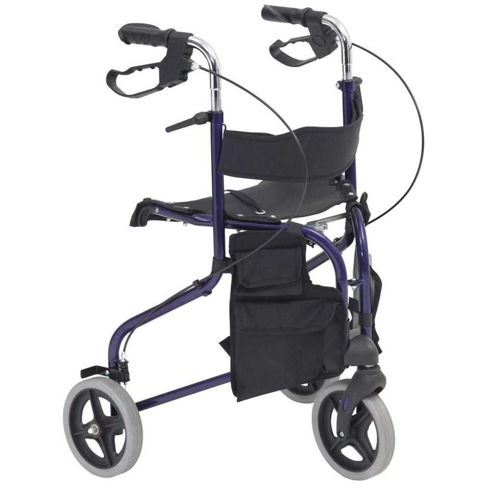 Steel Tri Walker with Seat - Blue