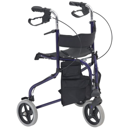 Steel Tri Walker with Seat - Blue