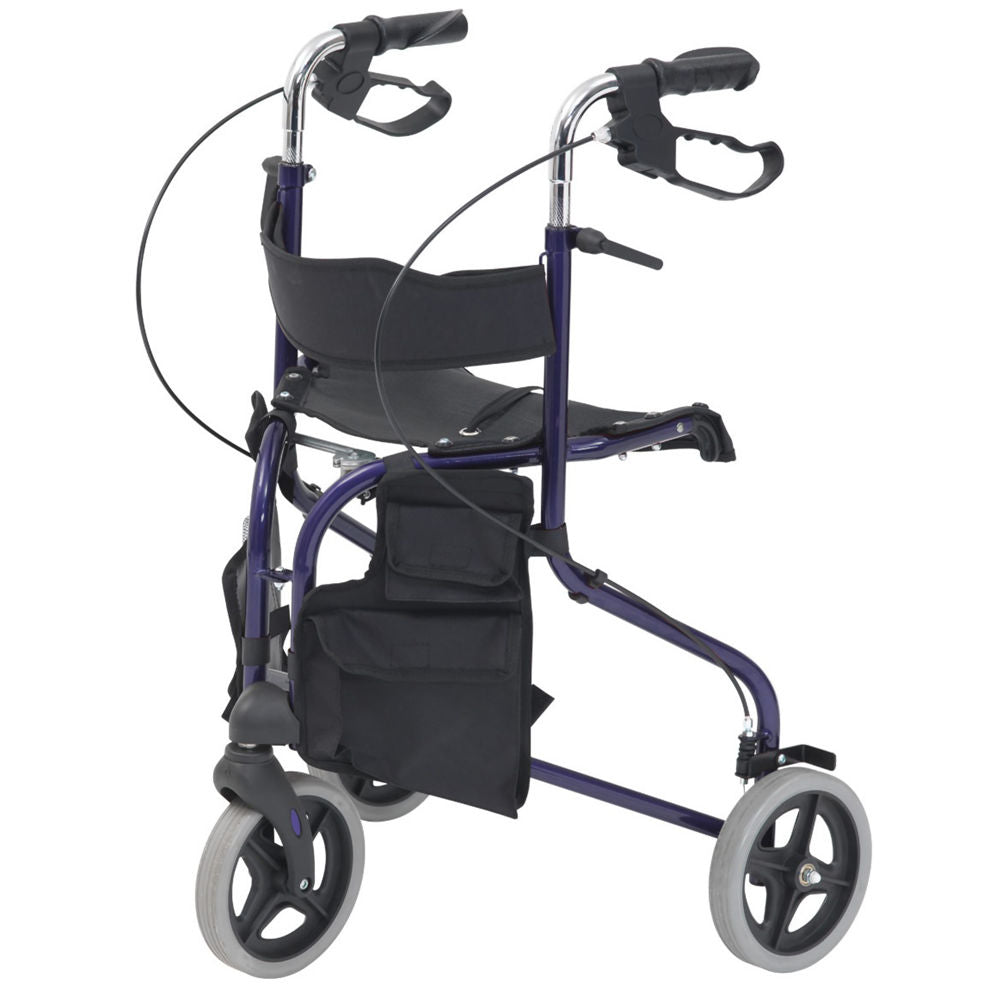 Steel Tri Walker with Seat - Blue