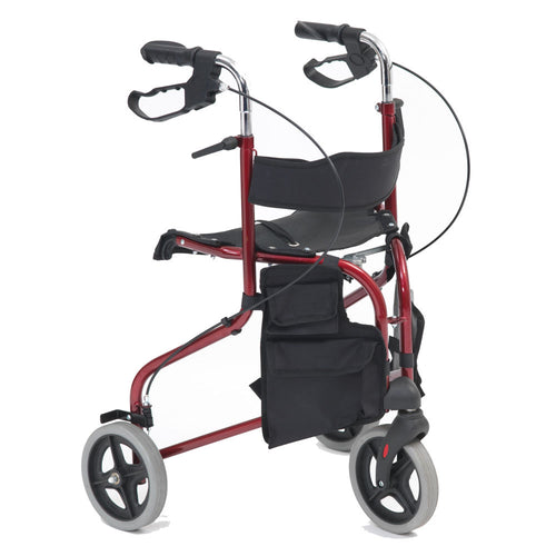 Steel Tri Walker with Seat - Red