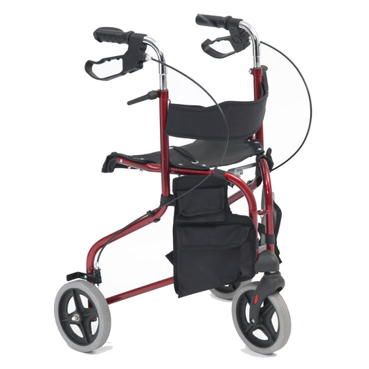 Steel Tri Walker with Seat - Red