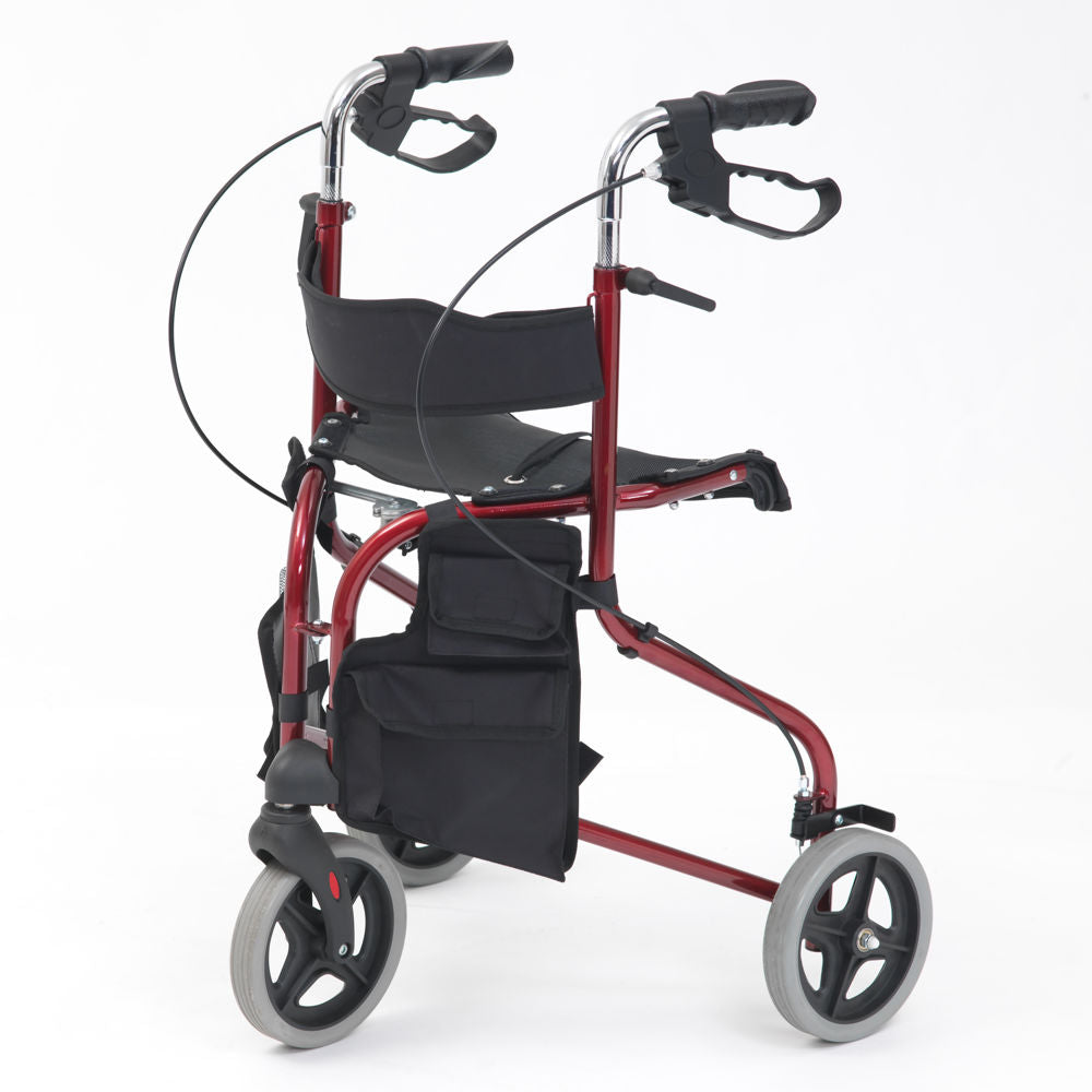 Steel Tri Walker with Seat - Red