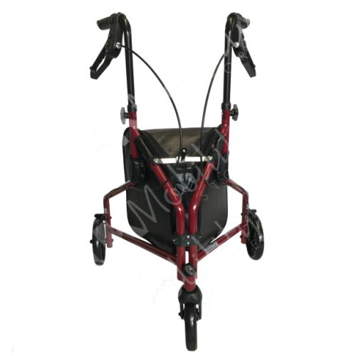 Steel Tri Walker With Bag - Red