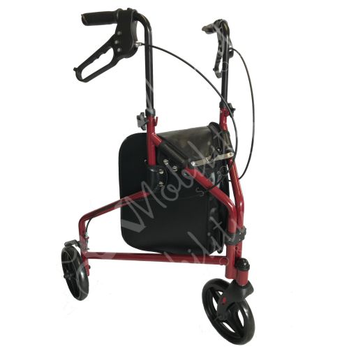 Steel Tri Walker With Bag - Red